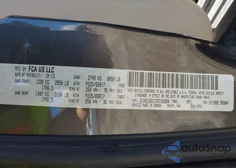 2016 Dodge Grand Caravan Se из США, поврежденный, VIN 2C4RDGBG7GR192094